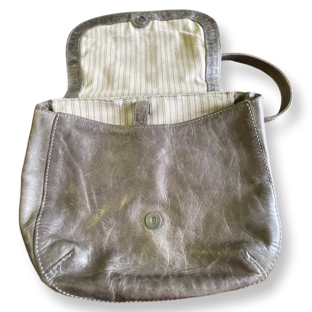 Frye Melissa Grey Leather Crossbody Saddle Bag with Dustbag - Picture 2 of 7